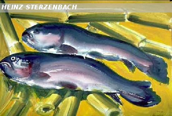 Two Fishes on bamboo-cane